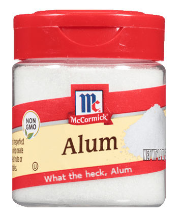 a bottle of white powder labelled "what the heck, alum"